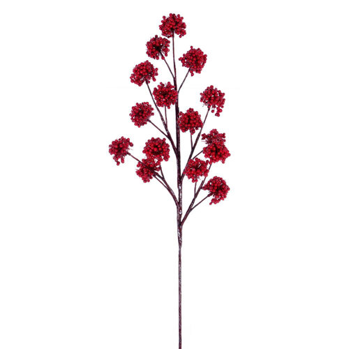 Winston Porter 24" Red Pom Pom Berry Spray. Each bag contains three